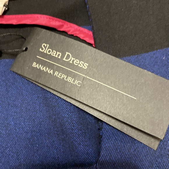 NWT Banana Republic Black and Blue Striped Sloan Sleeveless Dress Size 12 - Picture 4 of 10